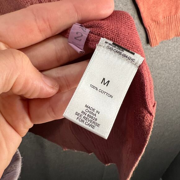 LOGO by Lori Goldstein Sun Faded Cotton V-Neck Sweater Orange Spice, Medium - Picture 8 of 10